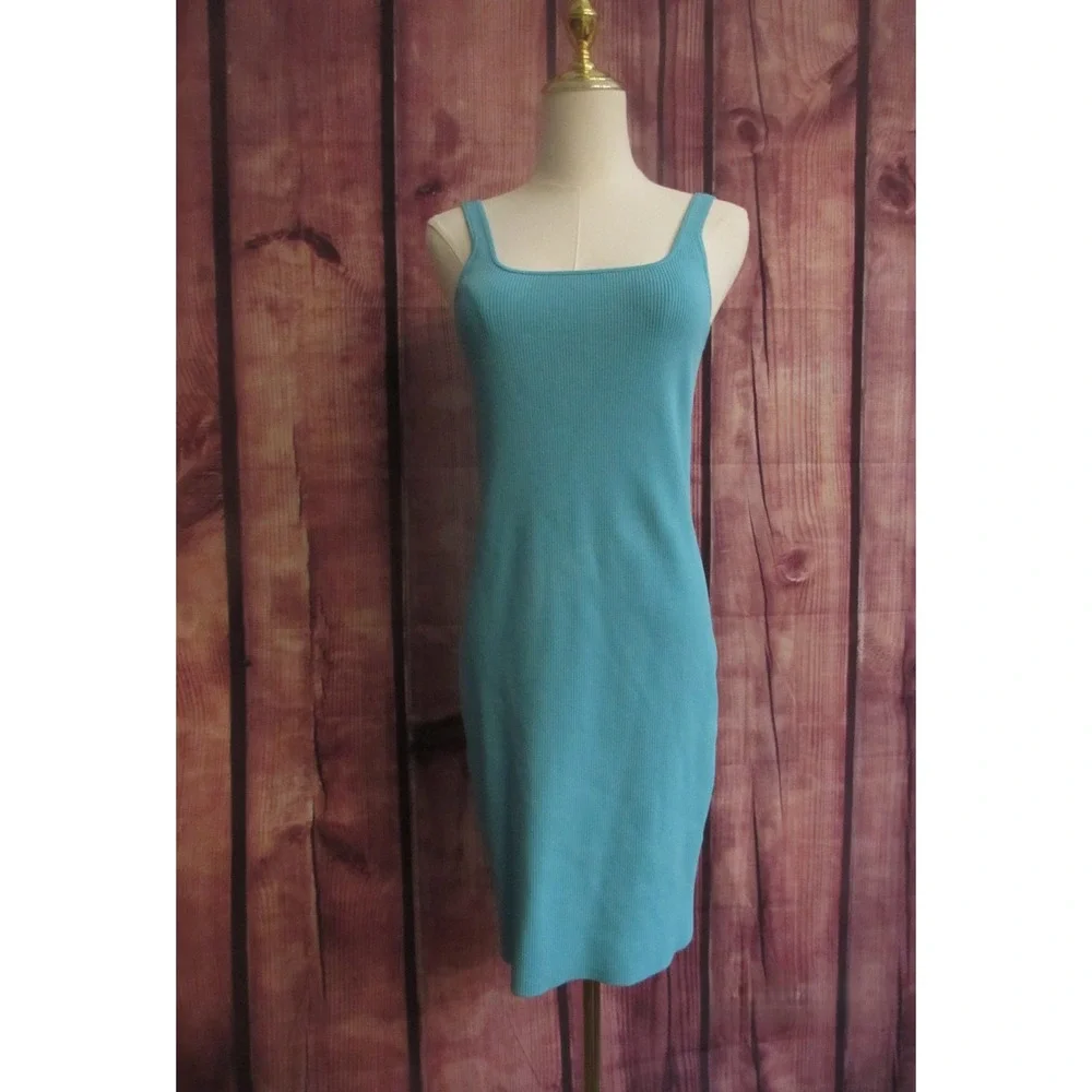 J.Crew Women's Mini Sweater Dress Vivid Lagoon Ribbed Bodycon Sleeveless Size M